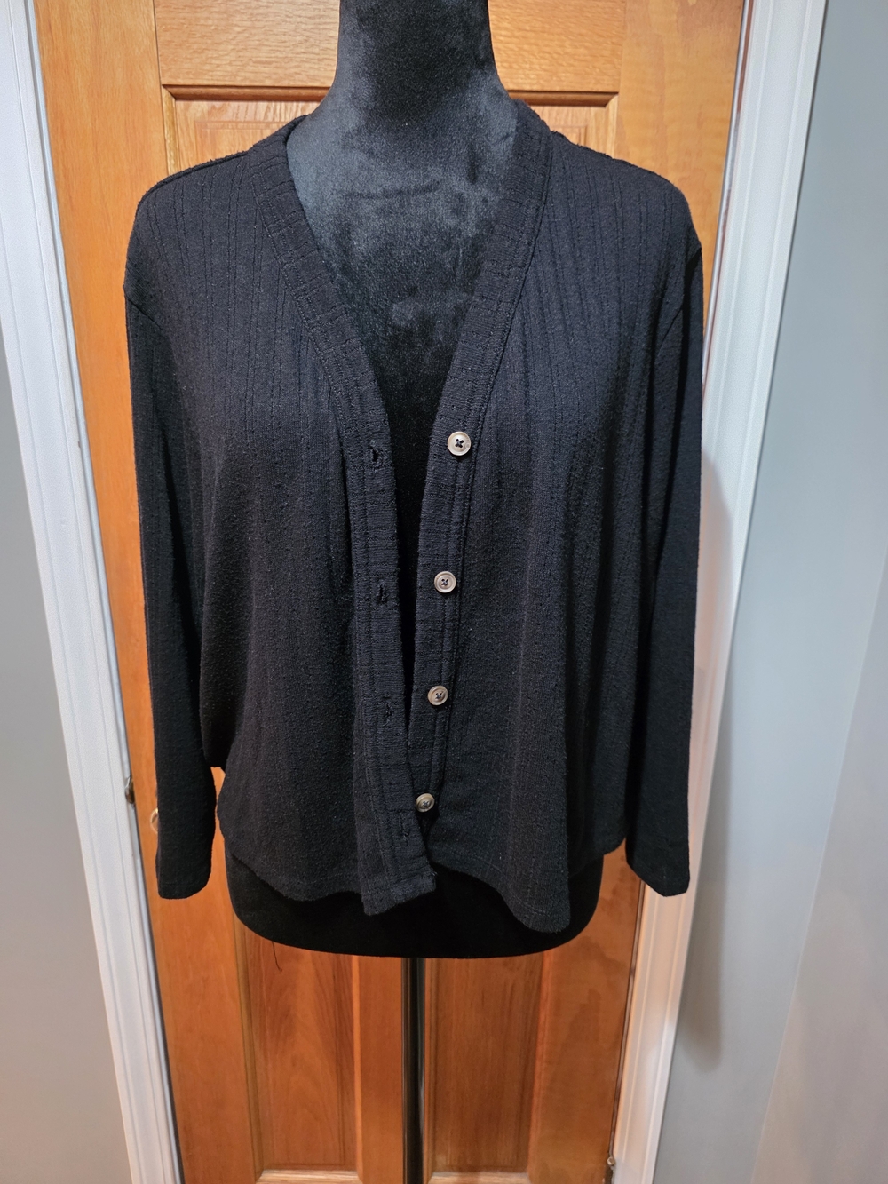 Maurices Black Ribbed Button Front Cardigan